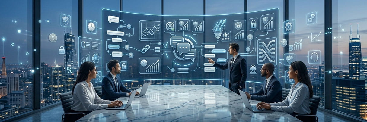 Professionals using an AI chatbot for business support